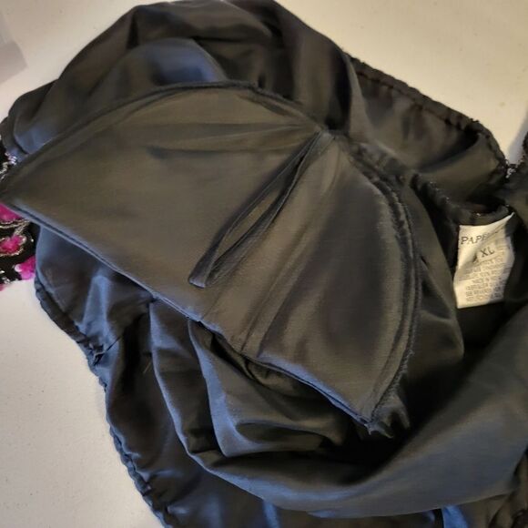 Papell Boutique Vintage Silk Fully Beaded Sequin Jacket Black Fuschia Women's XL - Picture 6 of 12